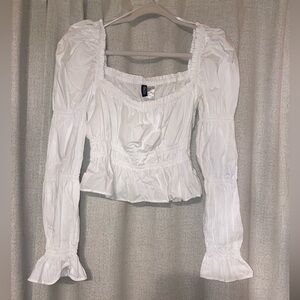 Cropped H&M white blouse, size M, lightly used, great condition